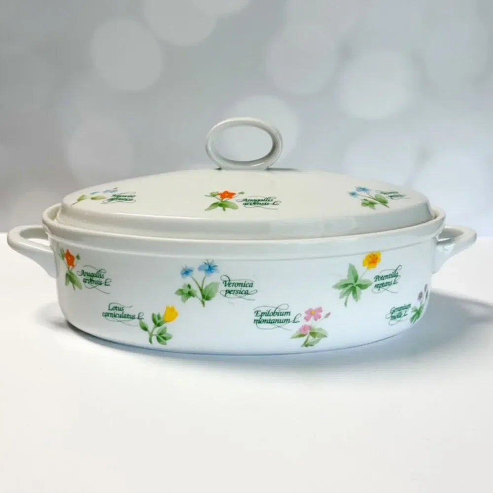 Anchor Hocking Floret 1.5 Qt Casserole Dish w Lid Vintage Glass Baking Dish